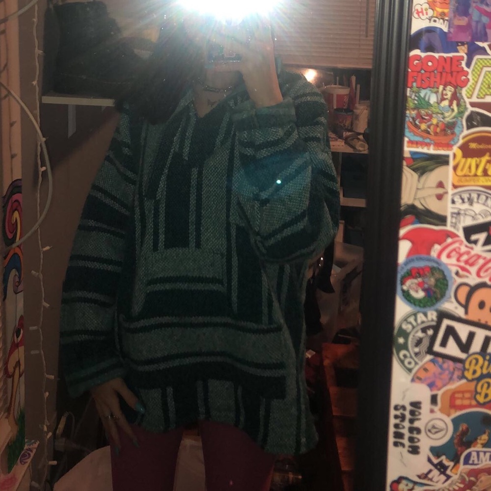 teal blue drug rug